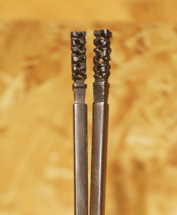 Black Taihu stone flower-carved chopsticks