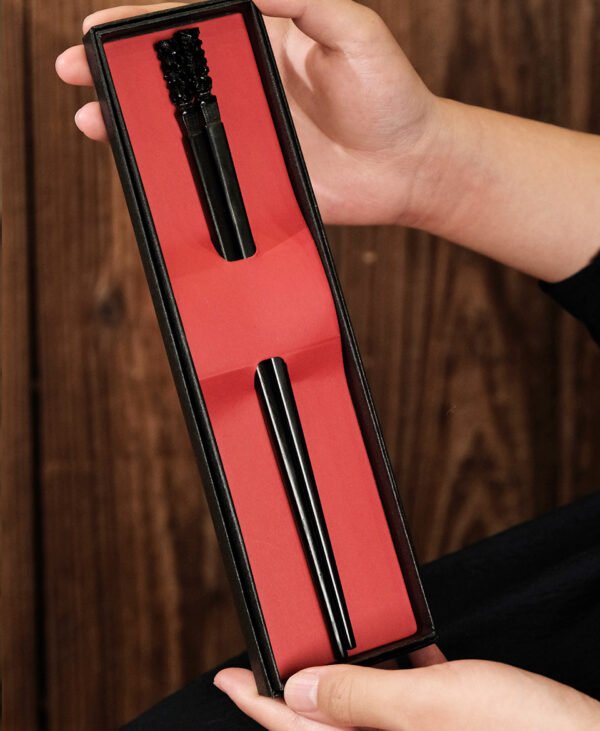 Black Taihu stone flower-carved chopsticks - Image 2